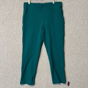 Chicos Womens 2.5 US 14 Teal Green Pull On Slim Leg Trousers Work Pants Slimming